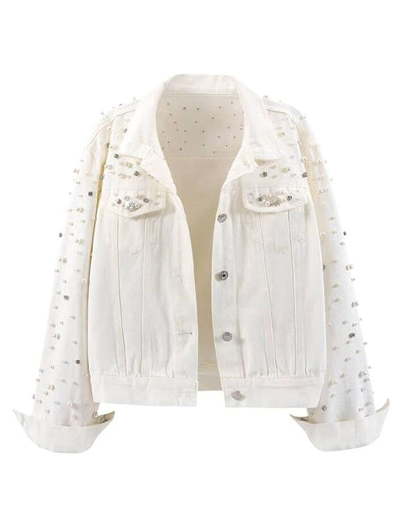 Pearl-Studded Denim Jacket