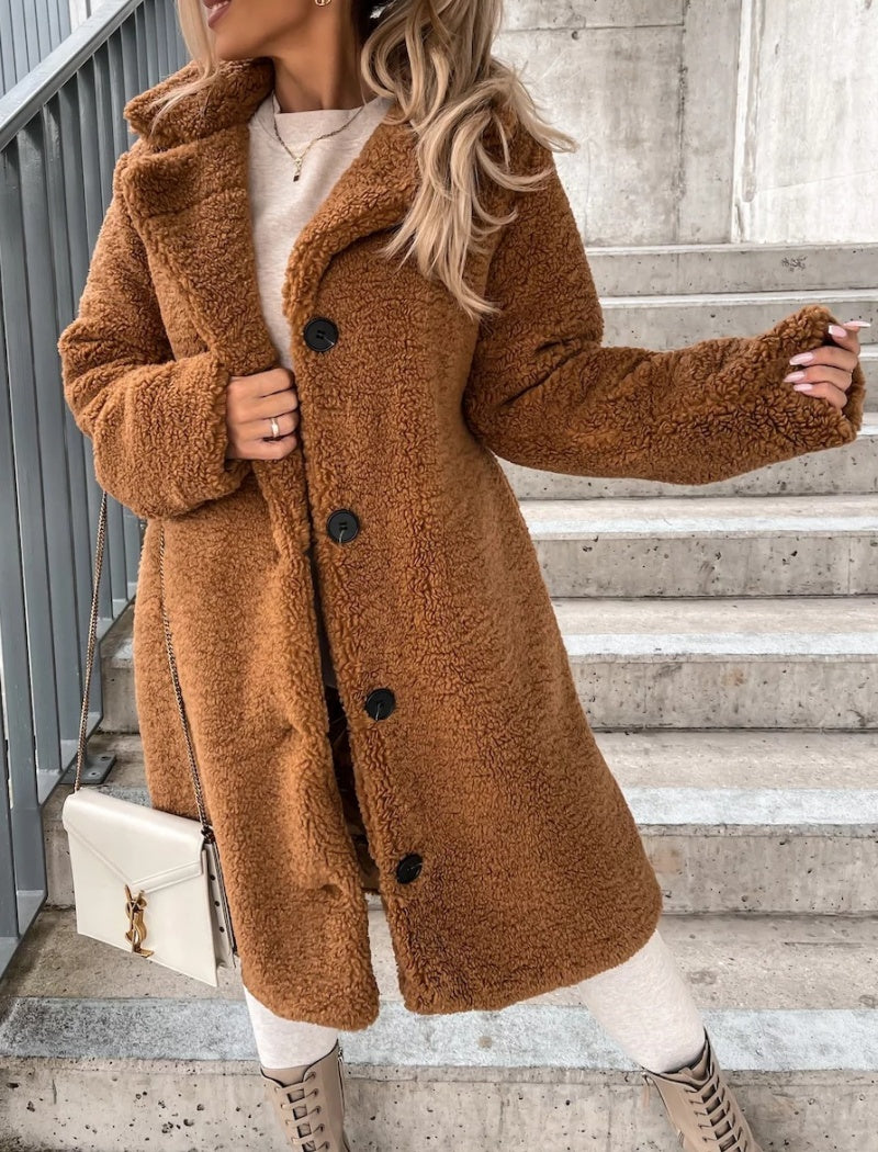 Button-Up Oversized Teddy Coat