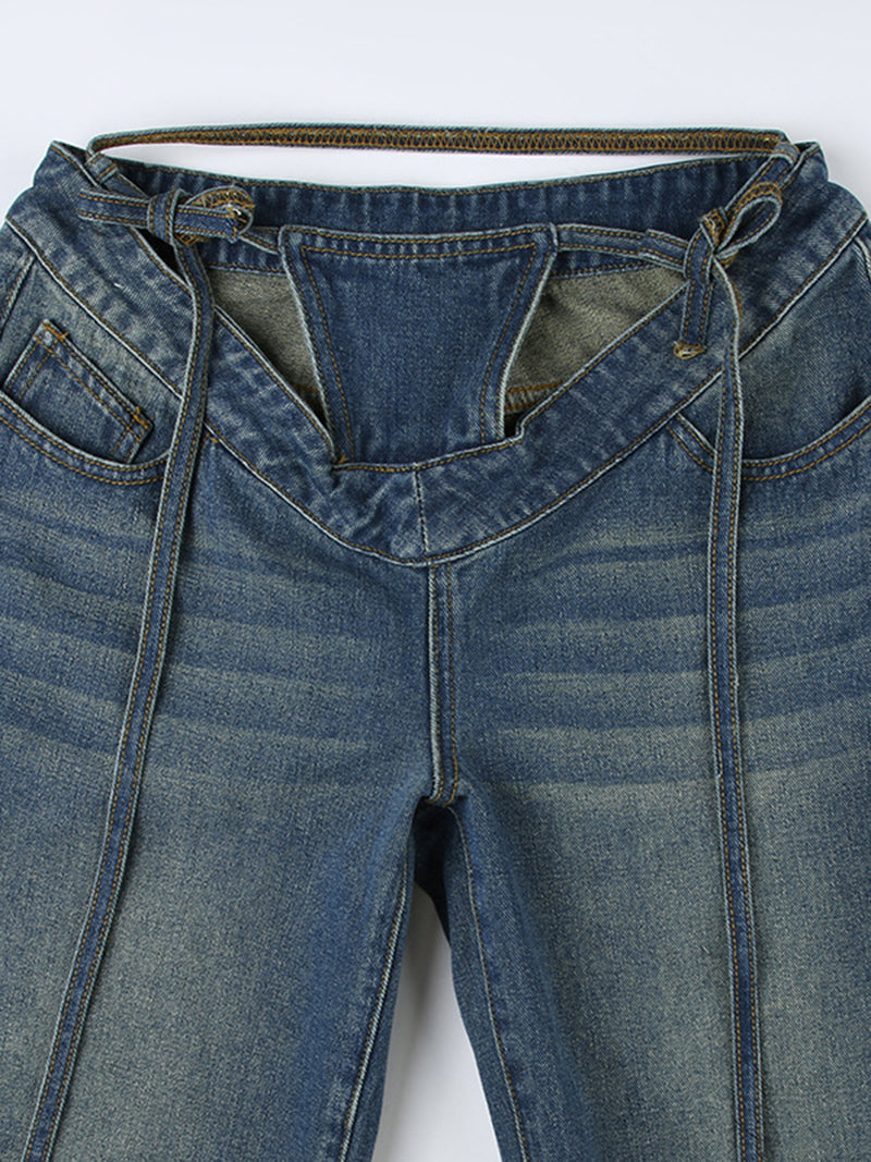 High-Waisted Tie-Waist Jeans