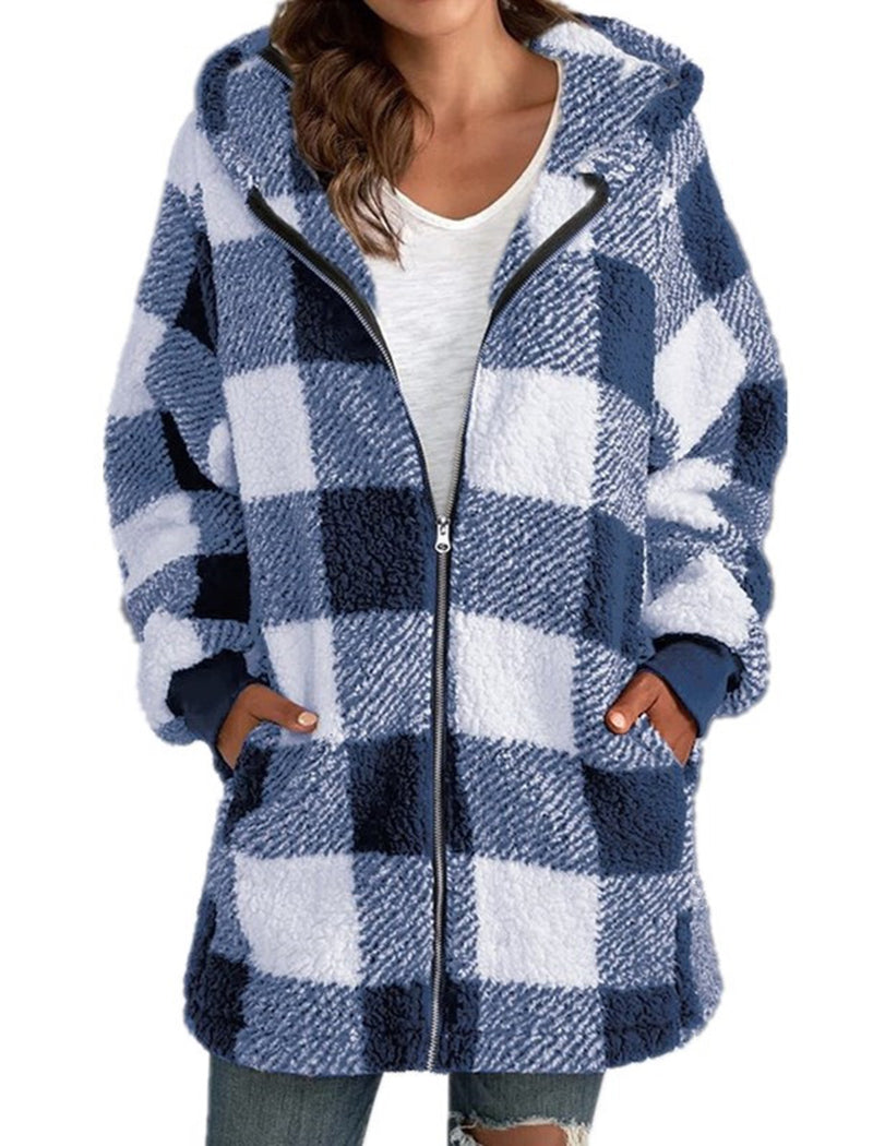 Oversized Plaid Sherpa Jacket