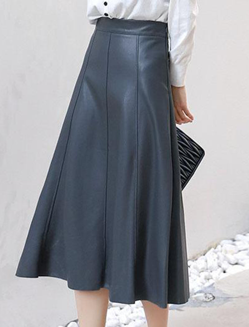 High-Waisted Pleated A-Line Skirt