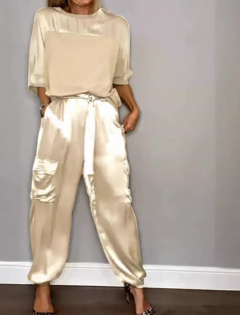 Satin Top and Cargo Pant Set