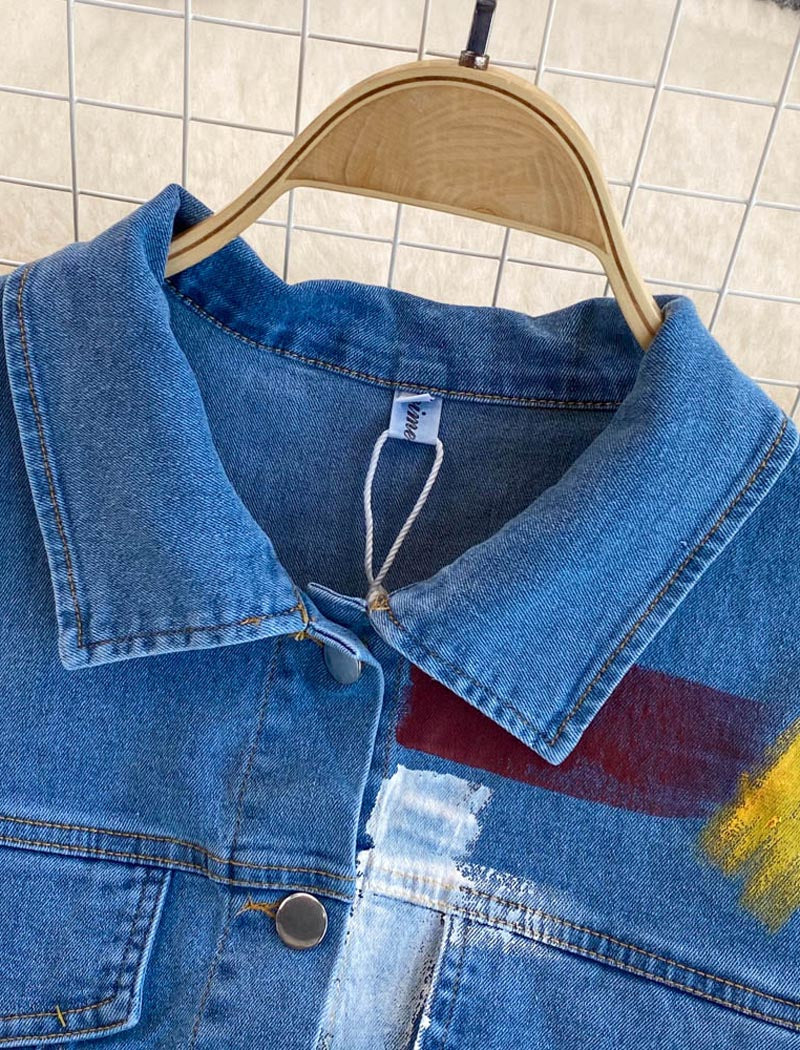 Painted Denim Jacket and Skirt Set