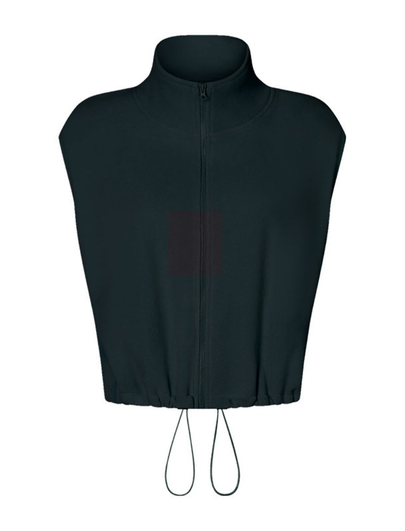 Drawstring High Neck Cropped Vest