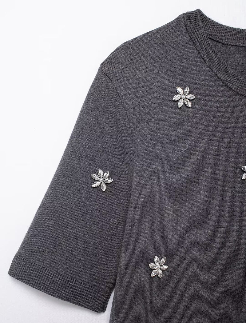 Jewel-Embellished Knit Top