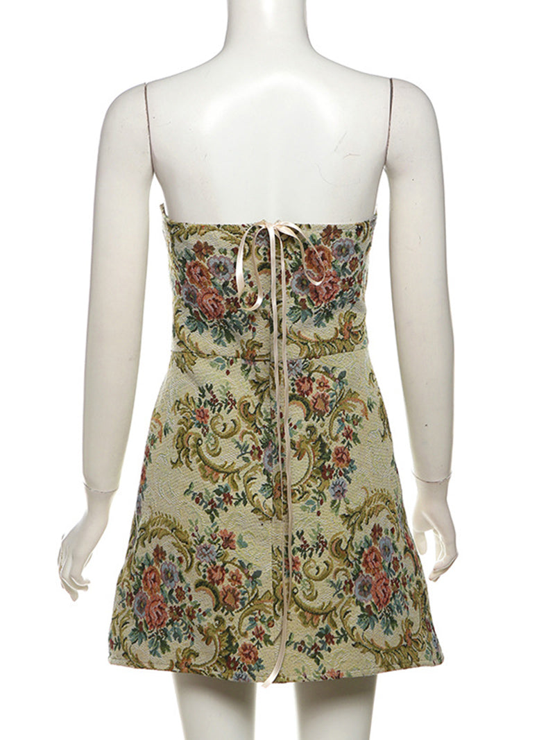 Floral Print Mini Tube Dress