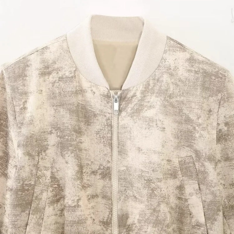 Cropped Textured Zip-Up Jacket