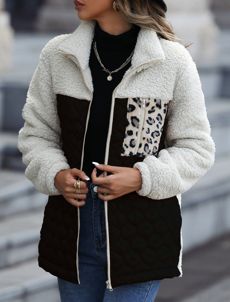 Colorblock Quilted Sherpa Jacket