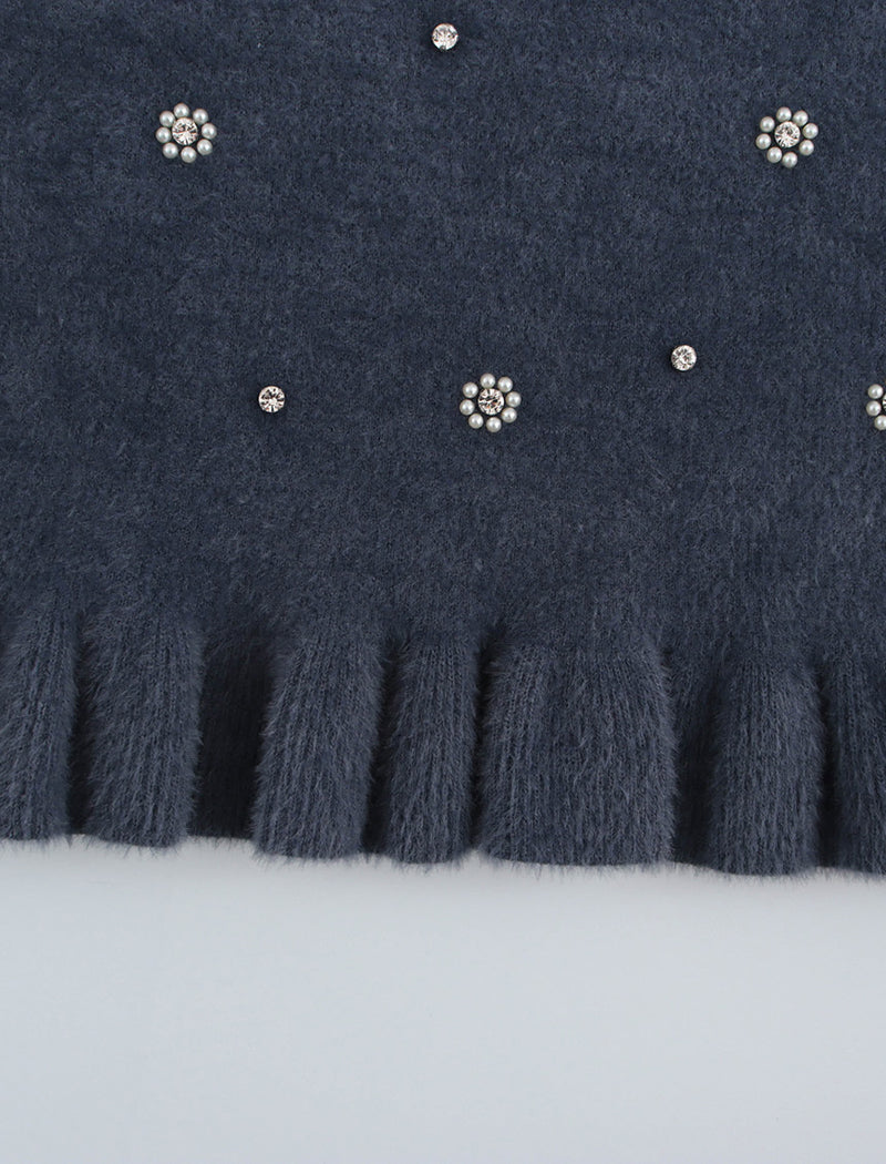 Faux Fur Halter Neck Sleeveless Mini Dress