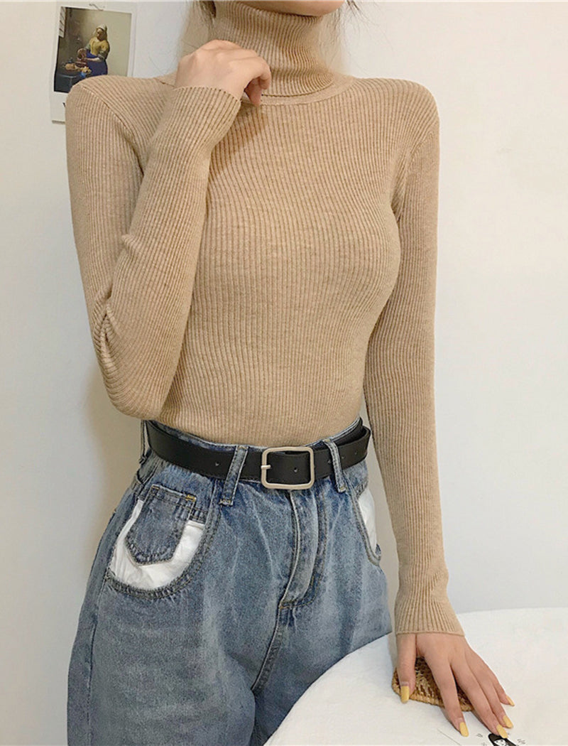 Ribbed Long Sleeve Turtleneck Top