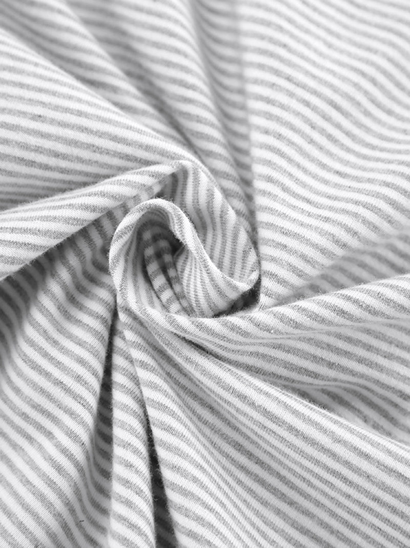 Striped Tee and Slit Shorts Set