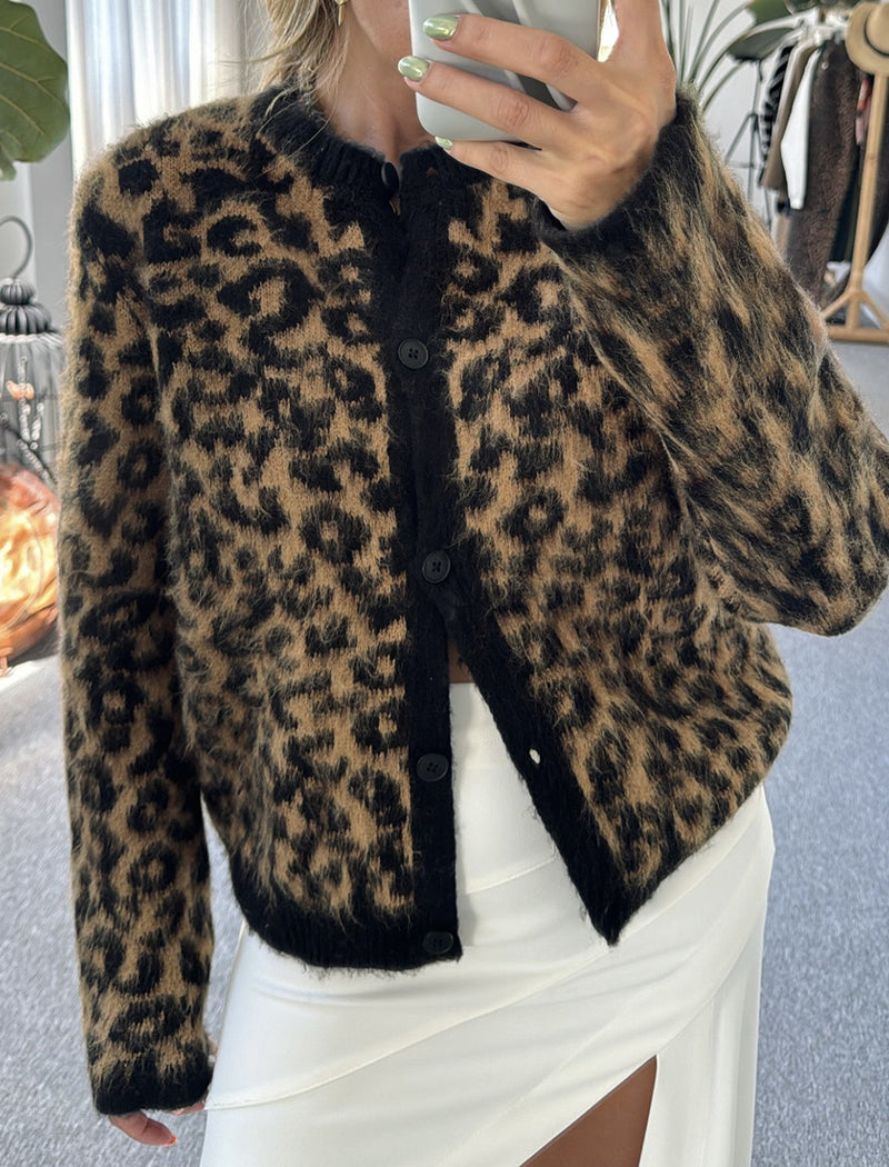 Relaxed Leopard Print Knit Sweater