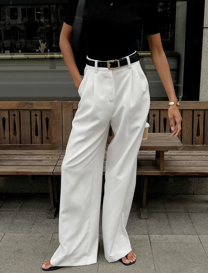 Wide-Leg High-Rise Trousers