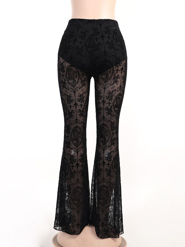 High-Rise Lace Flared Pants