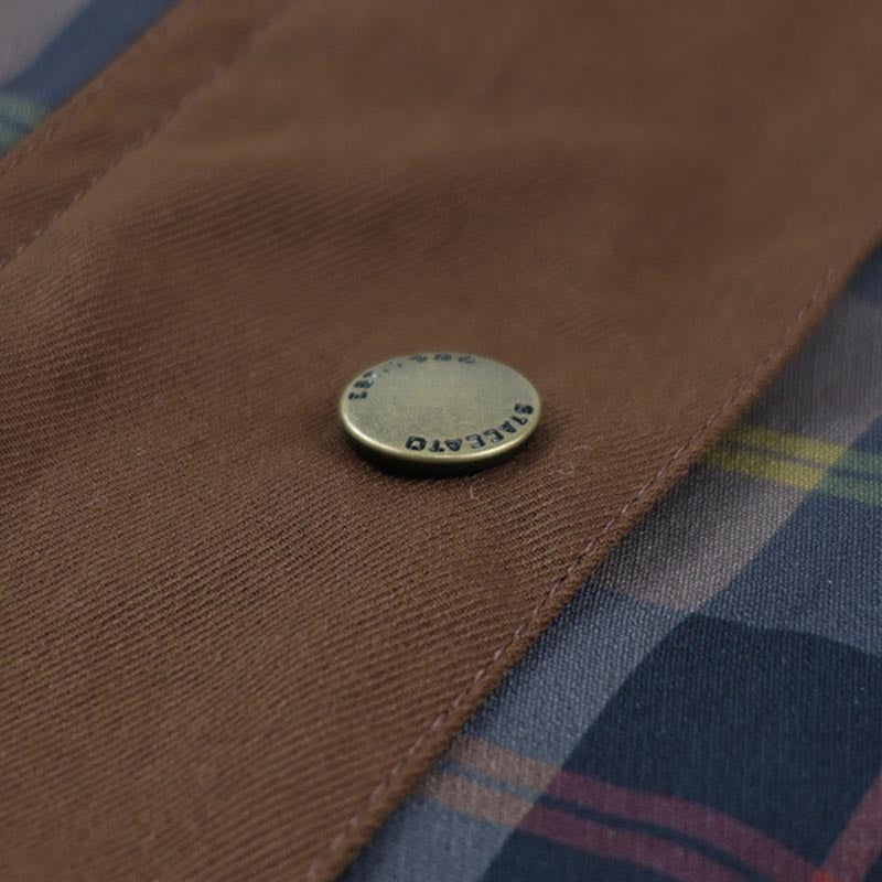 Plaid Faux Fur Collar Zip-up Jacket