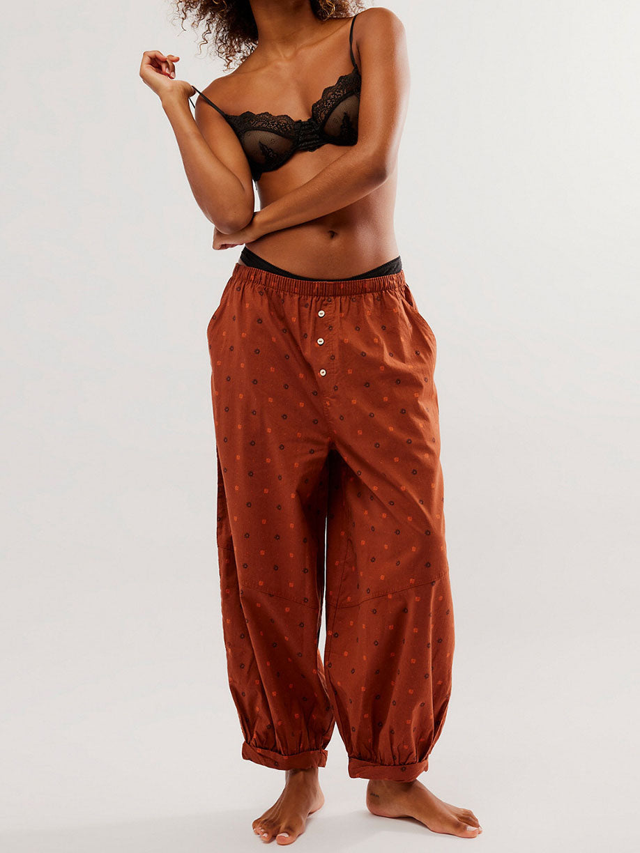 Floral Print Buttoned Pants