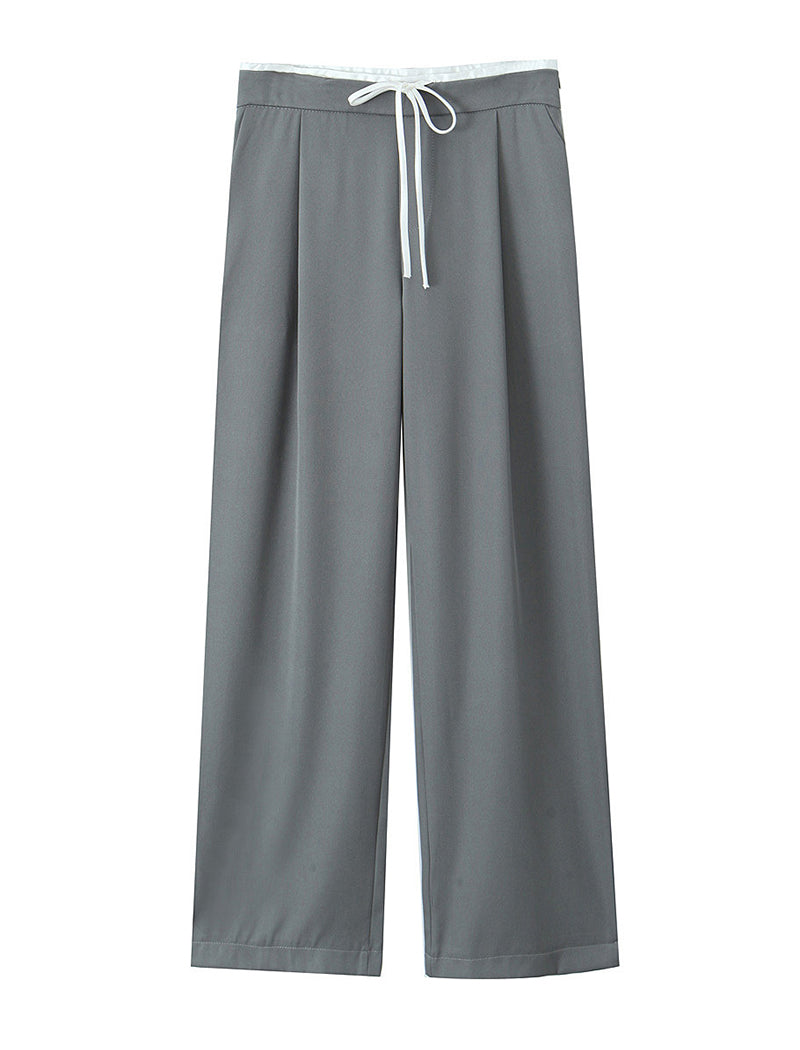 High-Waisted Wide Leg Drawstring Pants