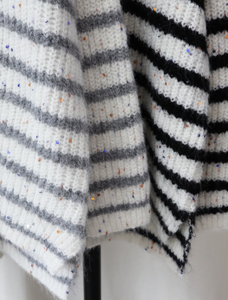 Striped Knit Pullover Sweater