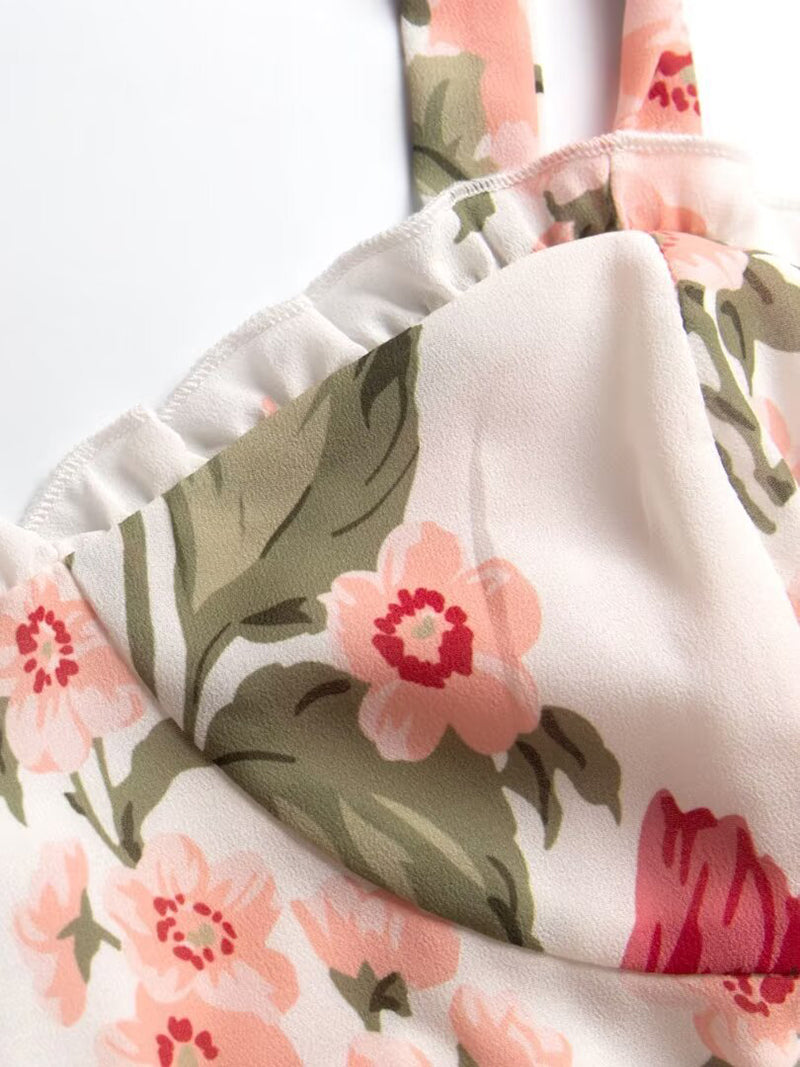 Floral Print Smocked Midi Dress