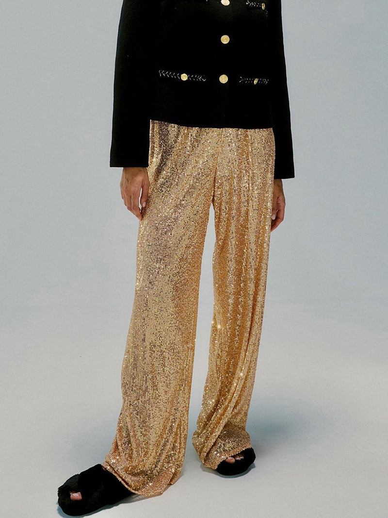 Sequin Wide-Leg Pants