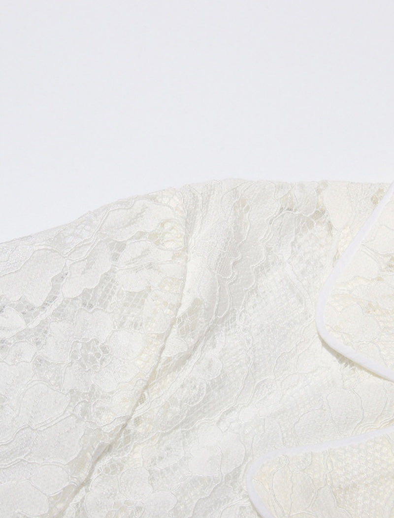 Lace Top and Wide-Leg Pant Set