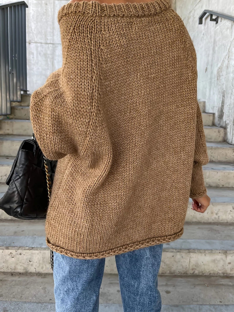 Off-the-Shoulder Oversized Knitted Sweater