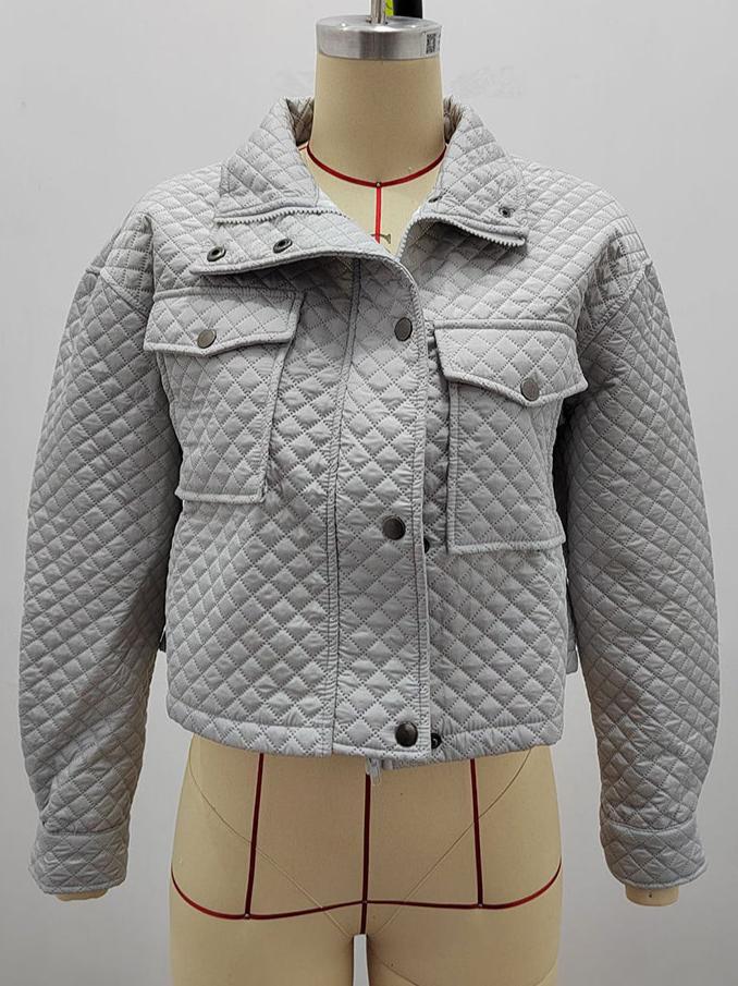 Quilted Cropped Zip-Up Jacket