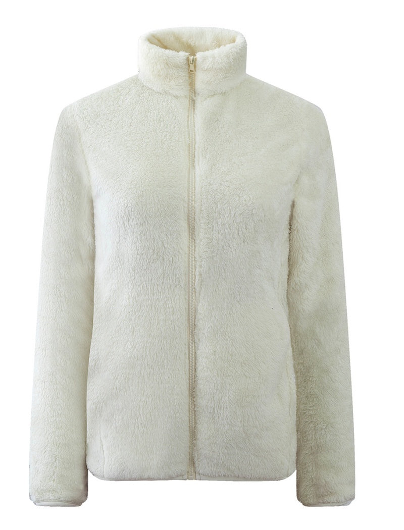 Fleece Zip-Up Jacket with Stand Collar