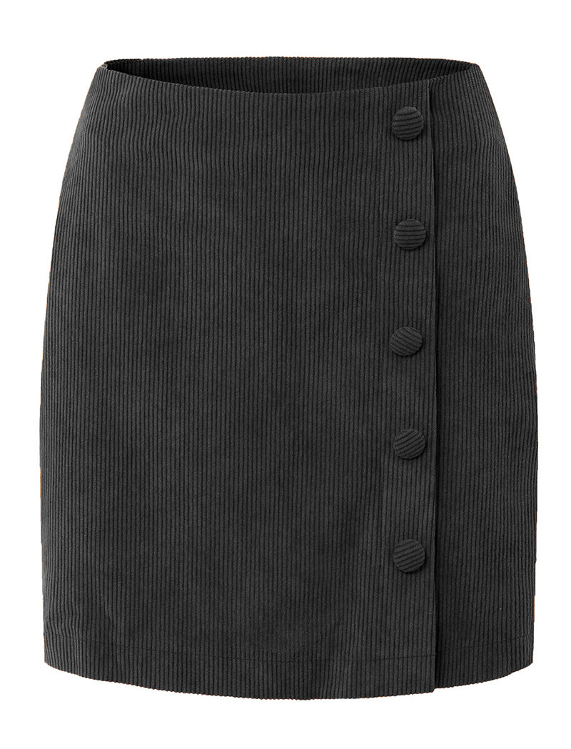 Corduroy Mini Skirt with Button Details