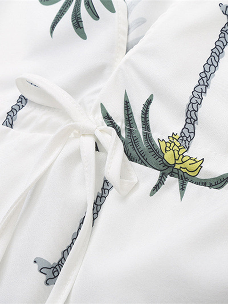 Palm Tree Print Vest and Pants Set