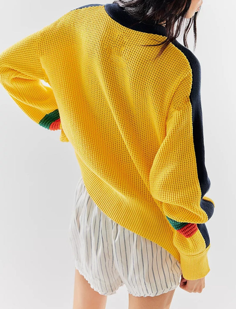 Contrast Sleeve Knit Pullover