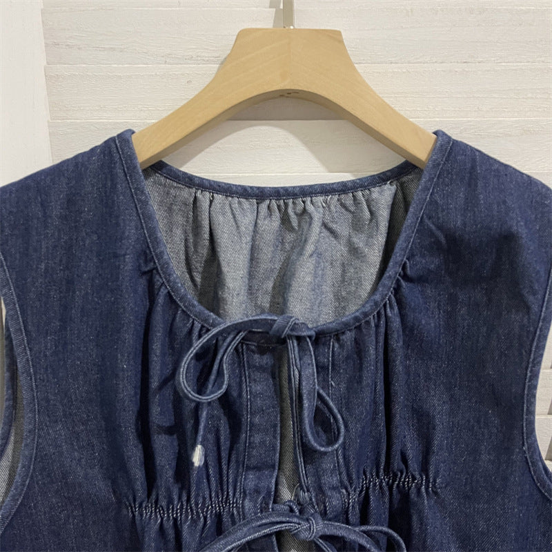 Lace-Up Denim Vest