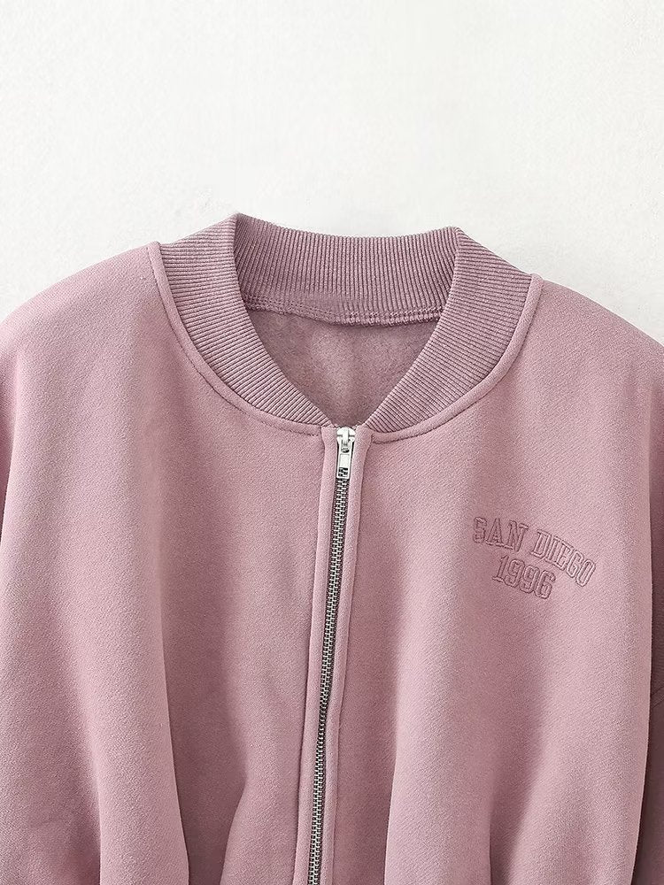 Zip-Up Crop Jacket and Wide-Leg Pants Set