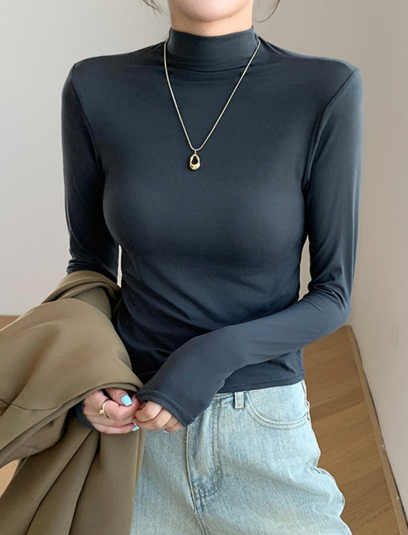 Slim-Fit Turtleneck Long-Sleeve Top