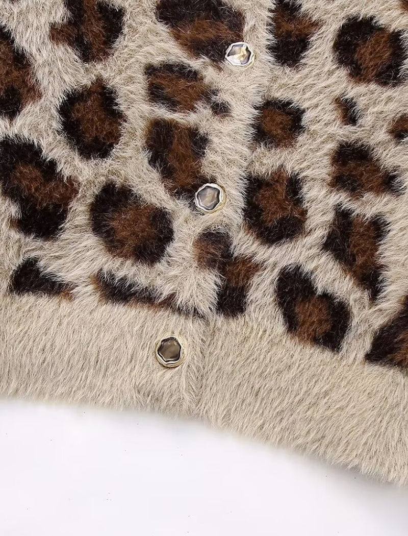 Leopard Print Button-Up Cardigan