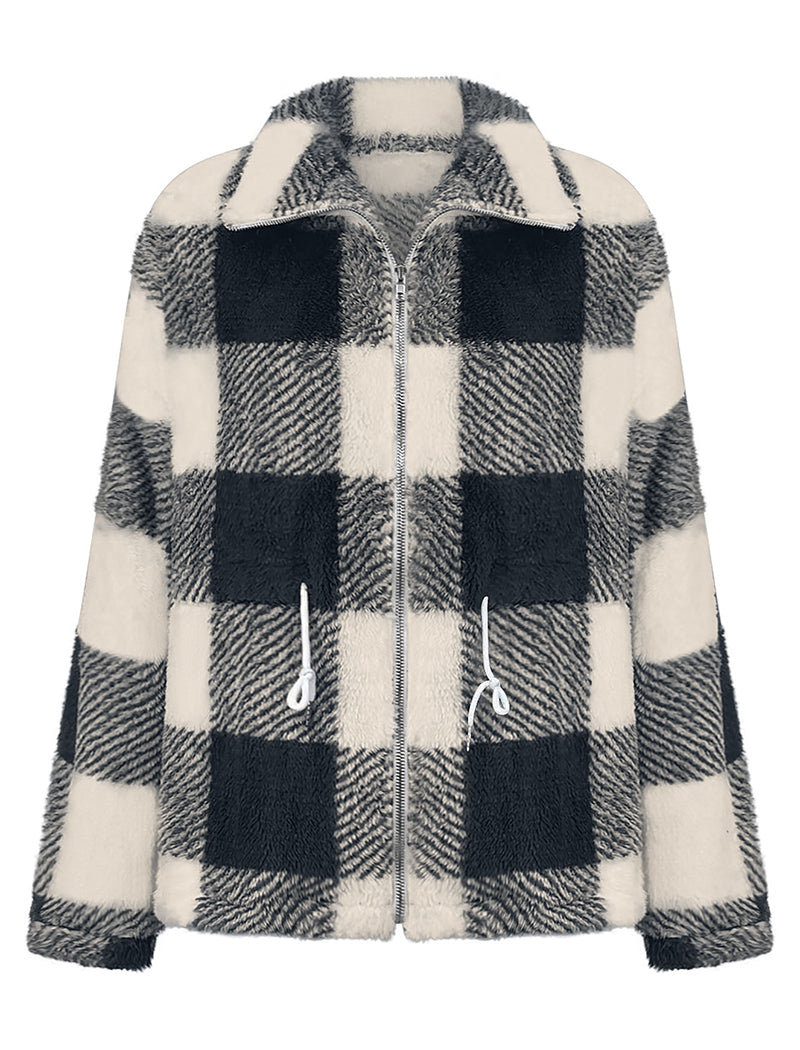 Plaid Pattern Zipper Jacket