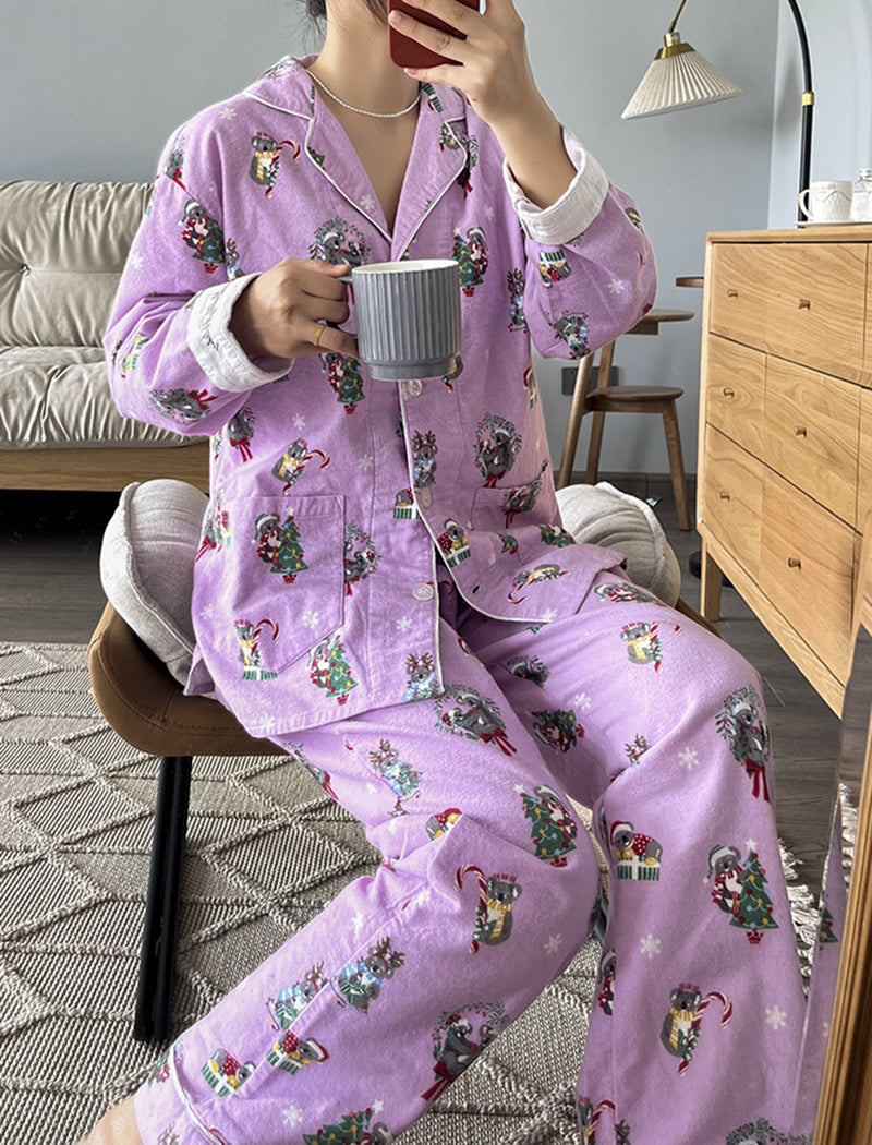 Printed Long Sleeve Pants Pajama Set