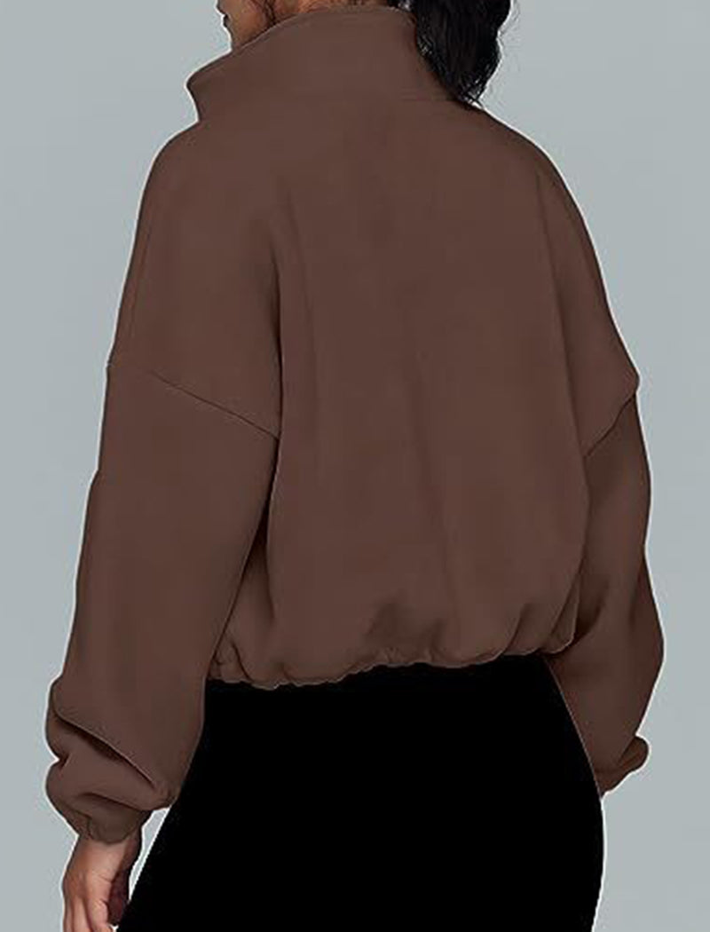 Zip-Up Cropped Pullover