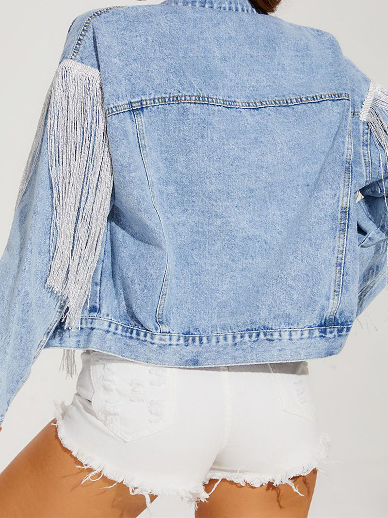 Fringe Denim Crop Jacket
