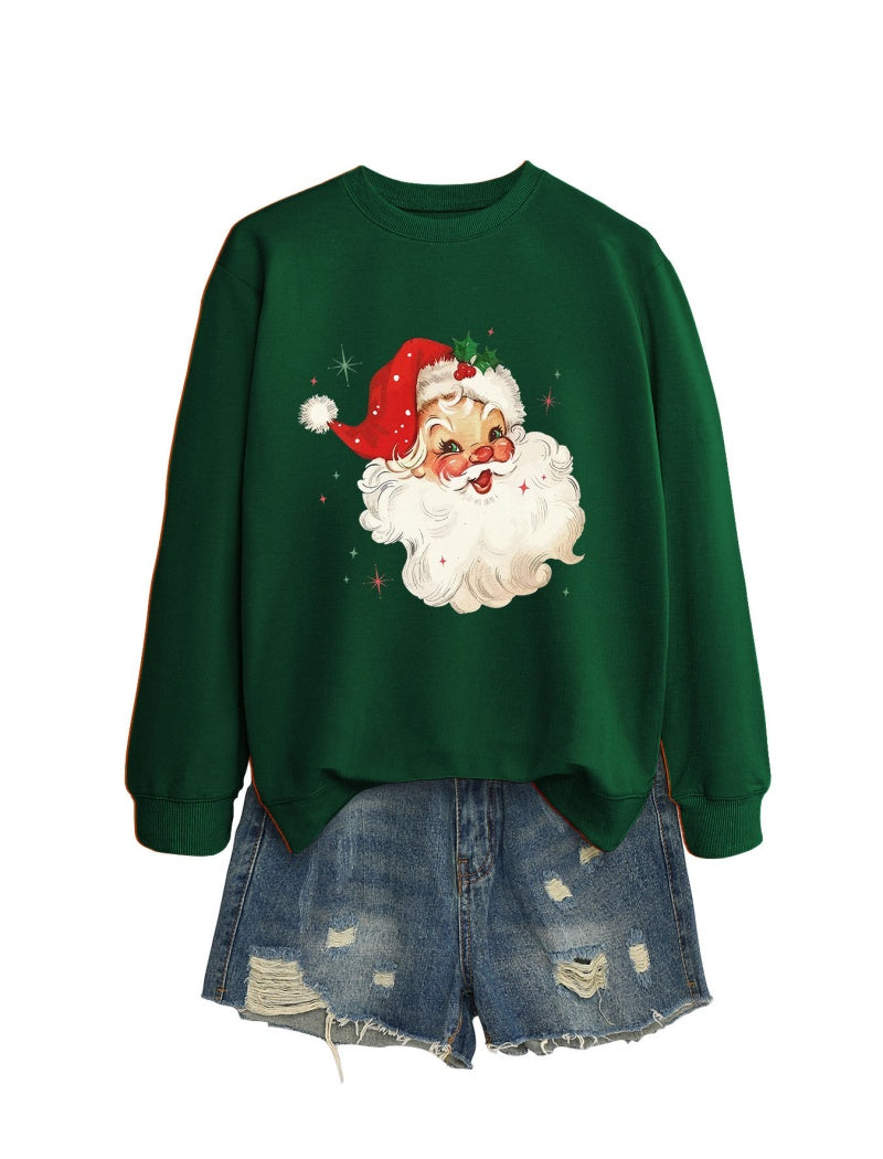 Vintage Santa Print Casual Top