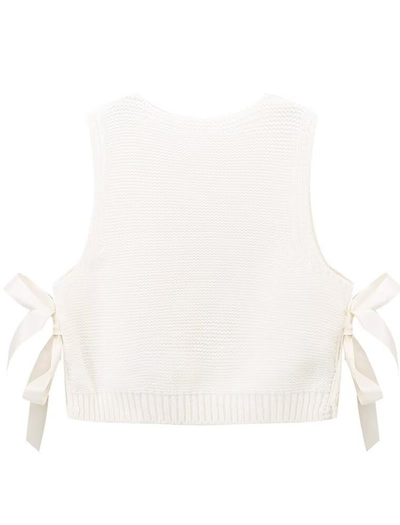 Knit Bows Sleeveless Vest