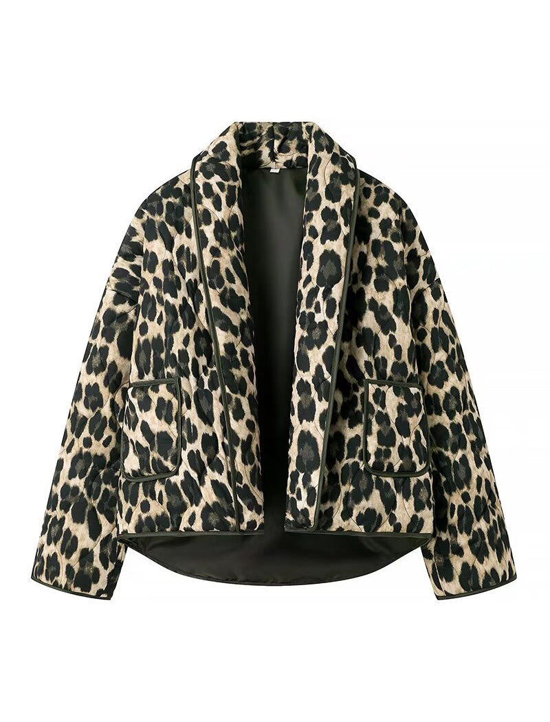 Leopard Print Open Jacket