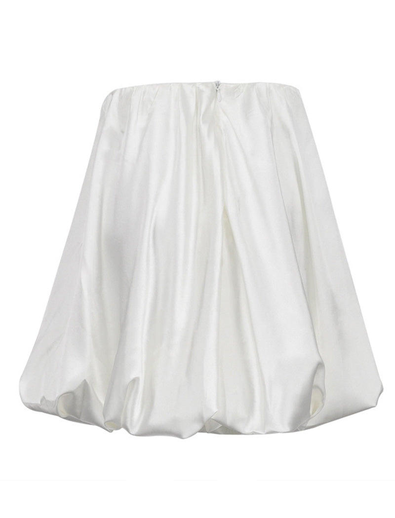Satin Bubble Skirt with Elastic Waist