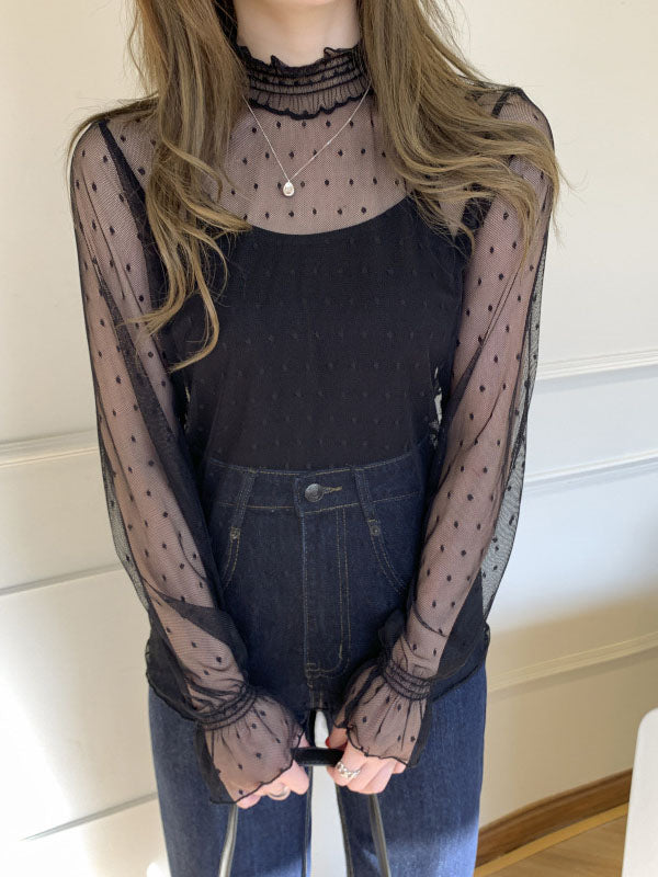 Sheer Polka Dot Mesh Top