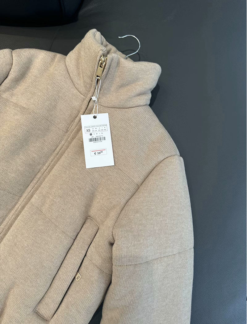 Versatile Loose Stand Collar Knit Zipper Jacket