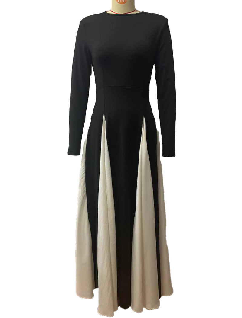Long-Sleeve Colorblock Maxi Dress