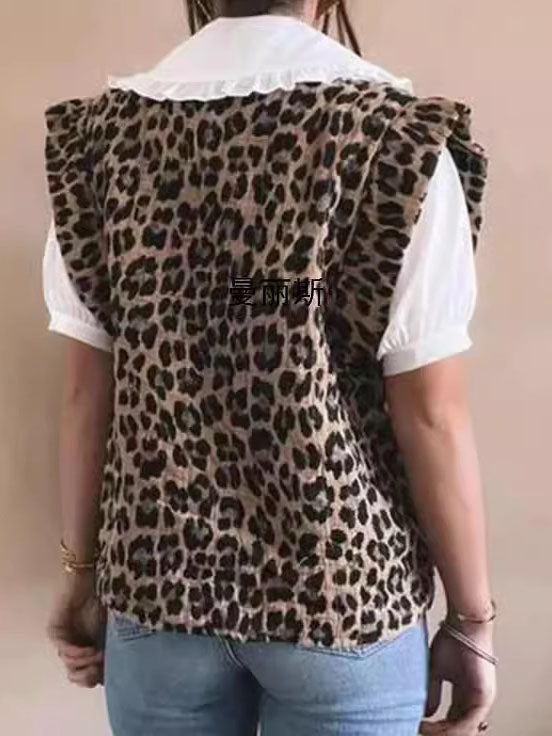 Sleeveless Leopard Quilted Vest