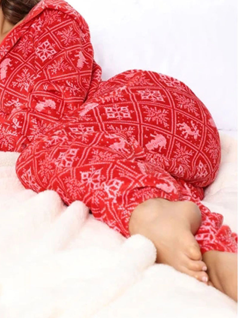 Zip-Up Graphic Pajamas Jumpsuit