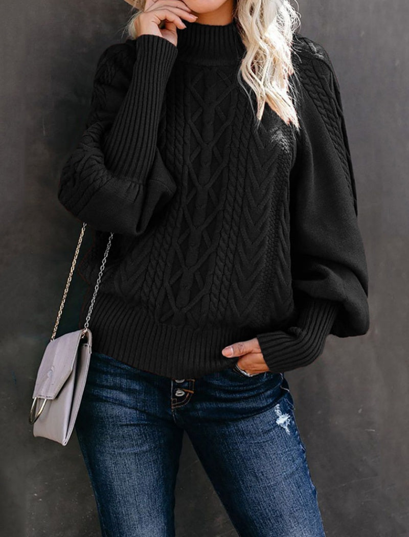 Cable Knit Balloon Sleeve Pullover