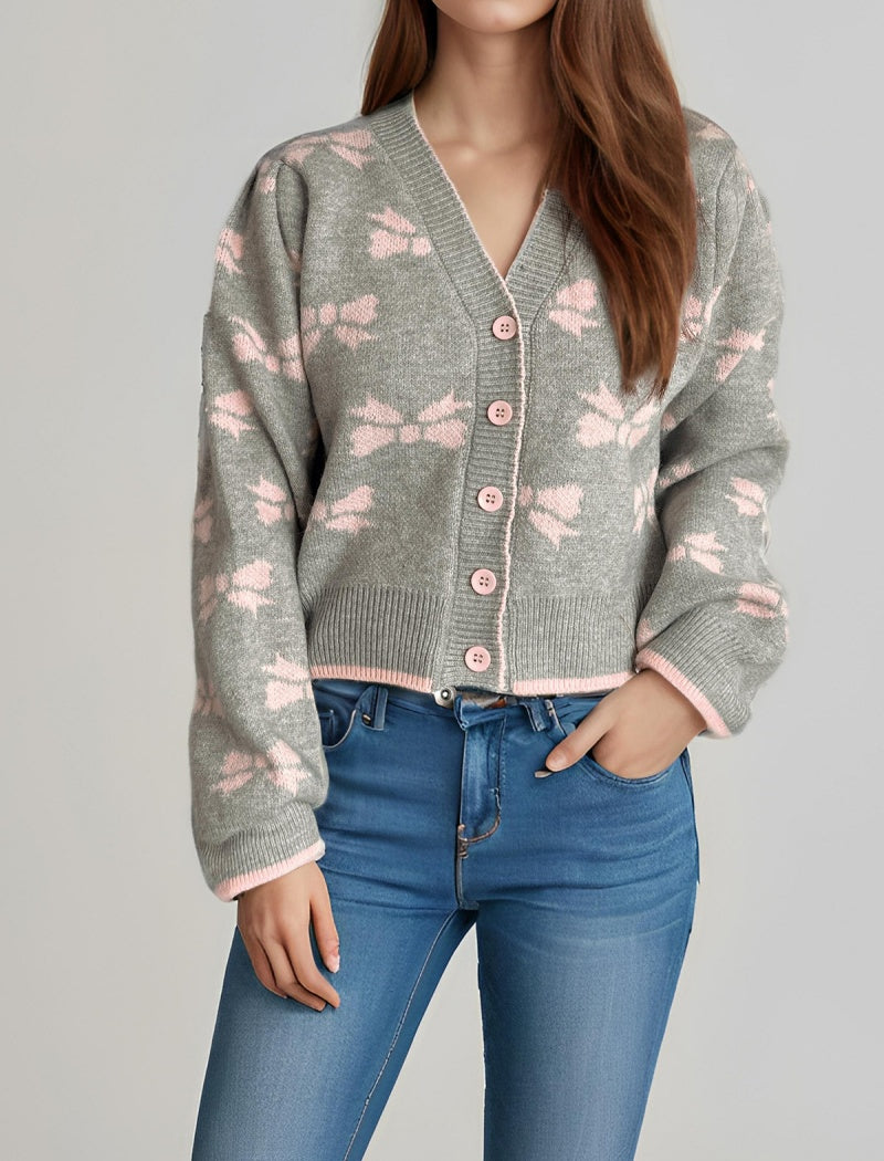Floral Pattern Button-Up Cardigan